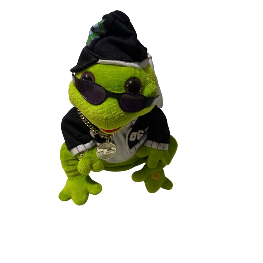 Gemmy Hip Hop Frog Plush Animated Musical OG Jacket Sunglasses Green Toy
